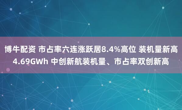 博牛配资 市占率六连涨跃居8.4%高位 装机量新高4.69GWh 中创新航装机量、市占率双创新高